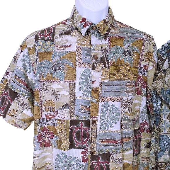 Lot of 2 Vintage Aloha Shirts Bishop Street Hawaii -L Pocket SSL Vents Tropical - Picture 2 of 12